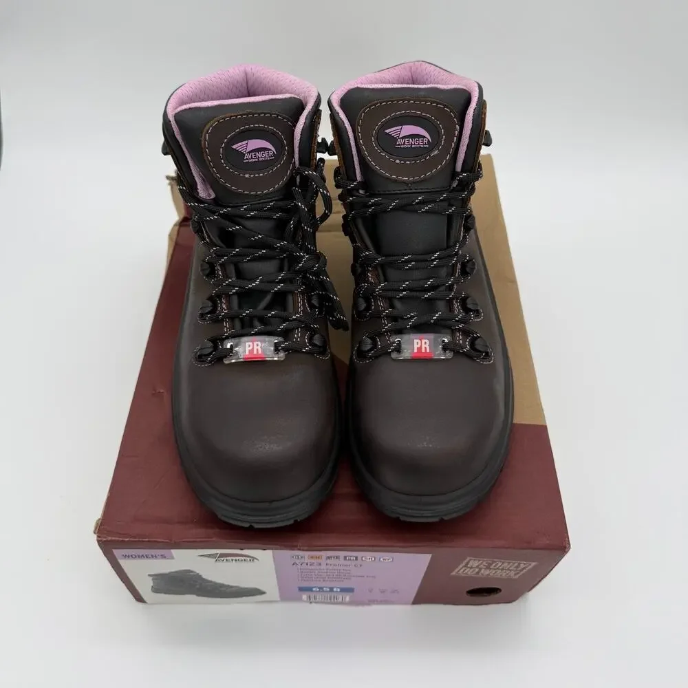 Avenger A7123 Framer Women’s CT Brown/Lilac Comp Toe Waterproof Work Boots - 6.5